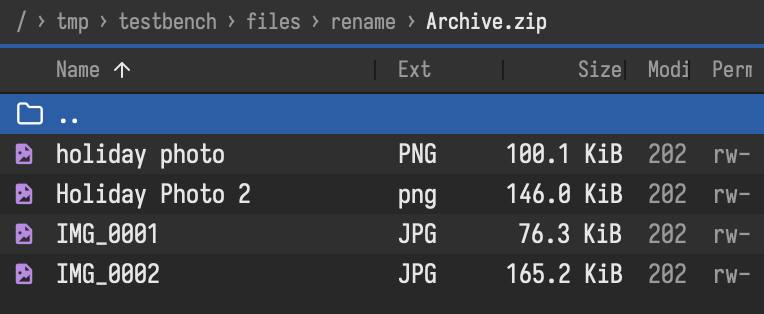 Inside a zip archive
