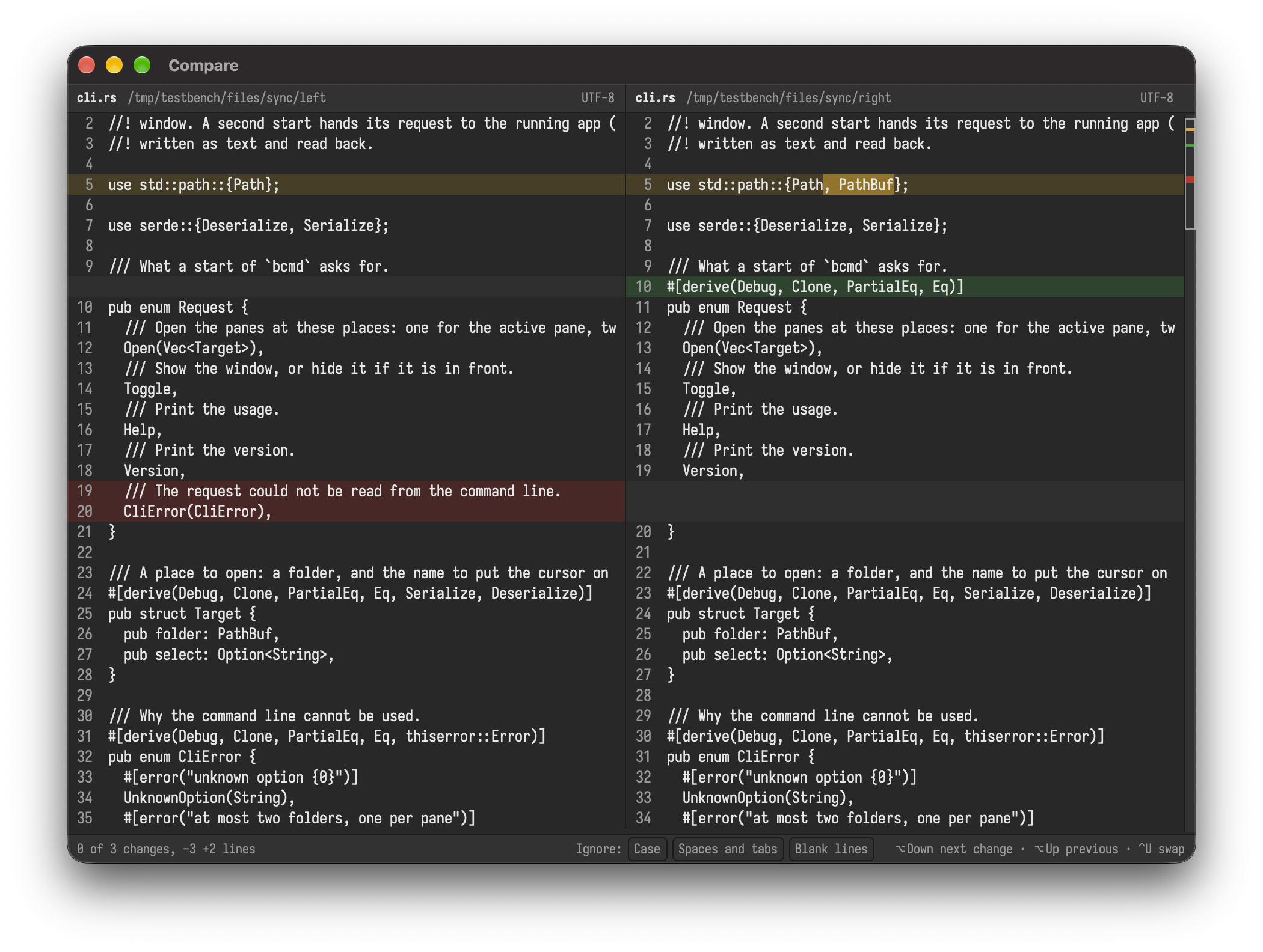 Comparing two text files