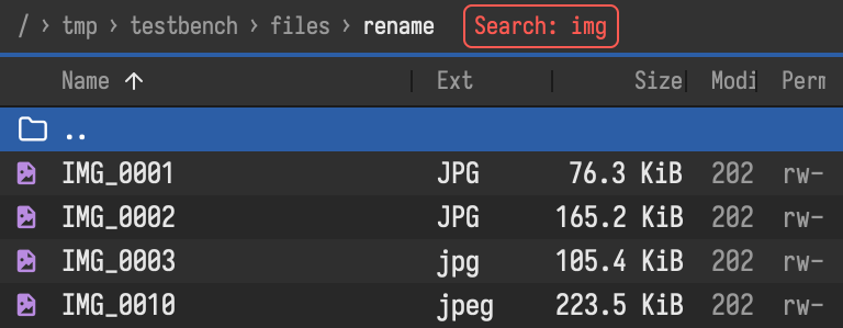 Search results in the pane