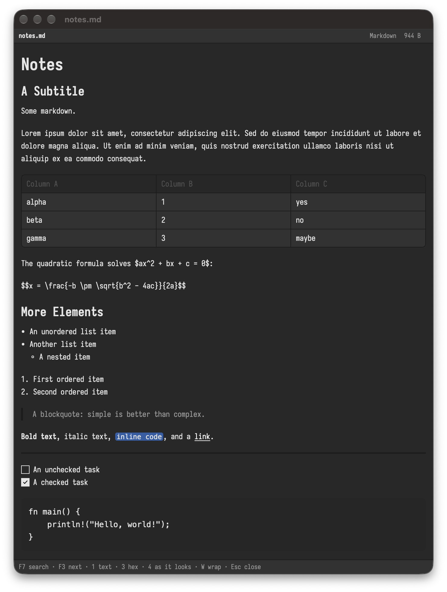 The viewer showing rendered Markdown