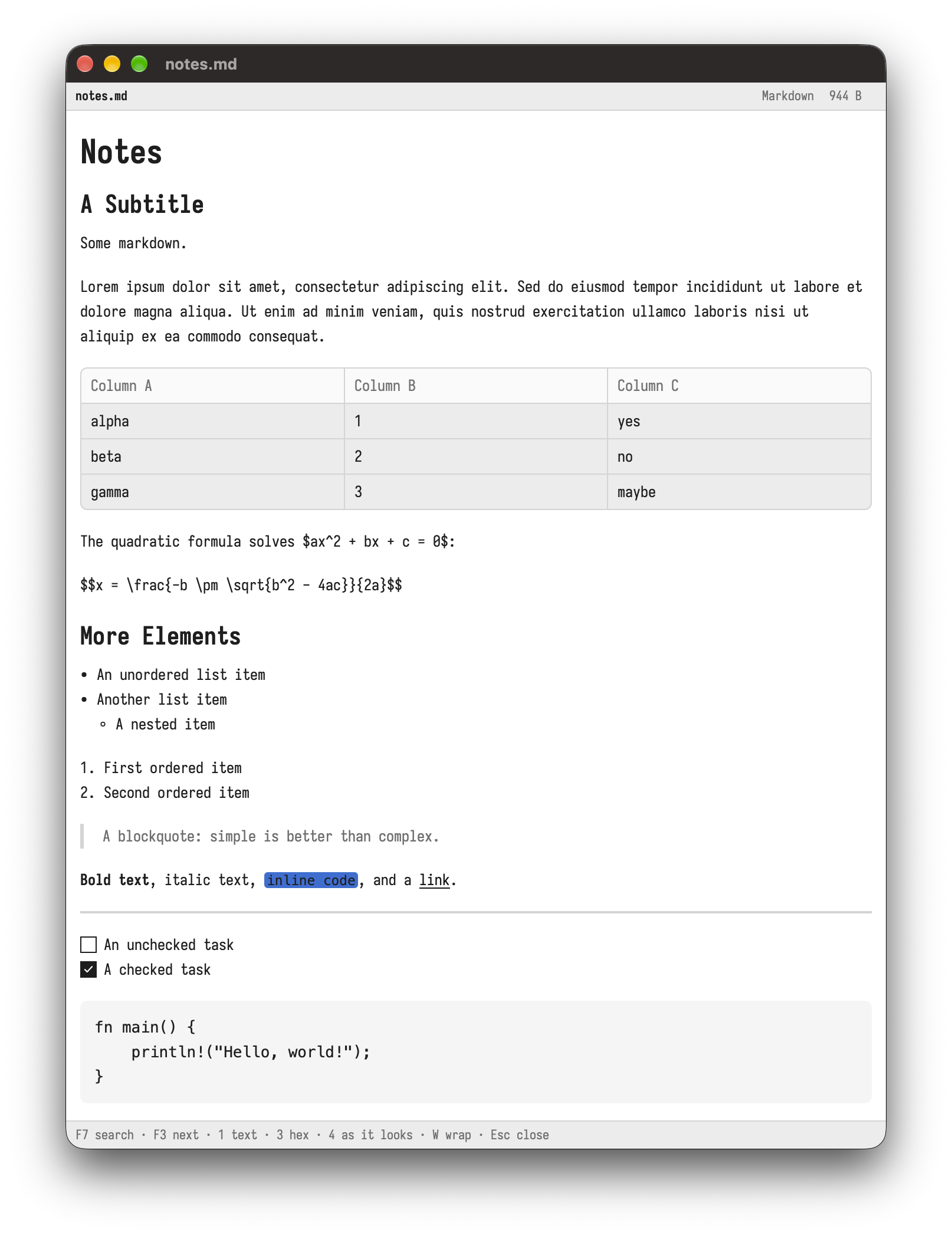 The viewer showing rendered Markdown